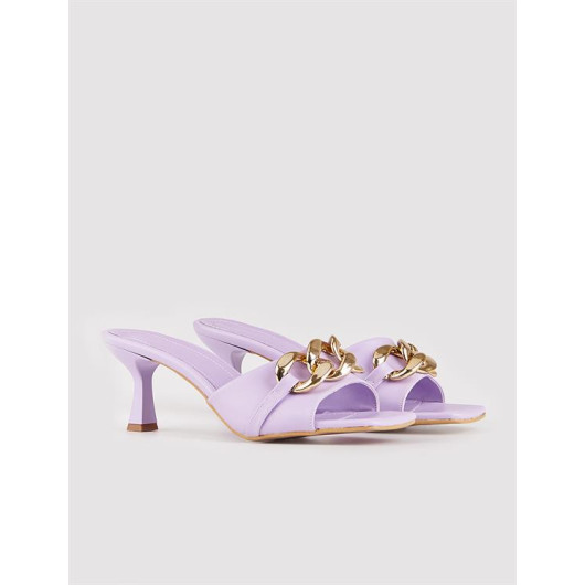 Purple Women's Heeled Slippers