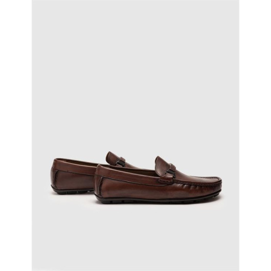Special Design Genuine Leather Brown Men's Loafer Shoes