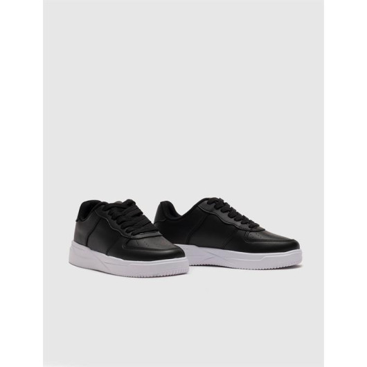 Black Lace-Up Women's Sneakers