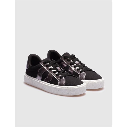 Black Lace-Up Women's Sneakers