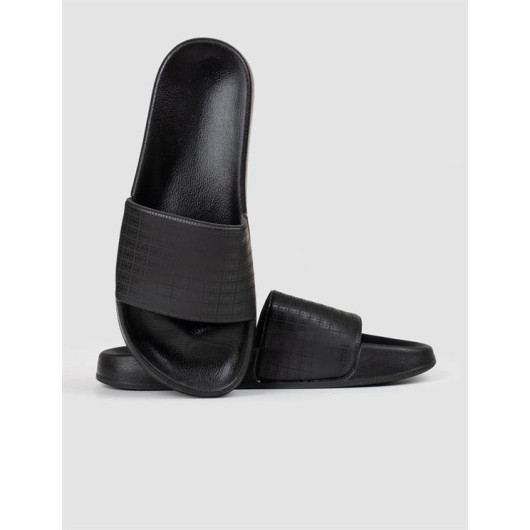 Black Rubber Sole Men's Slippers