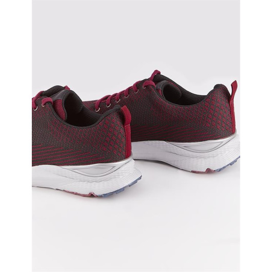 Knitwear Claret Red Laced Men's Sports Shoes