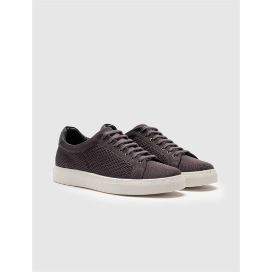 Knitwear Gray Lace-Up Men's Sneakers