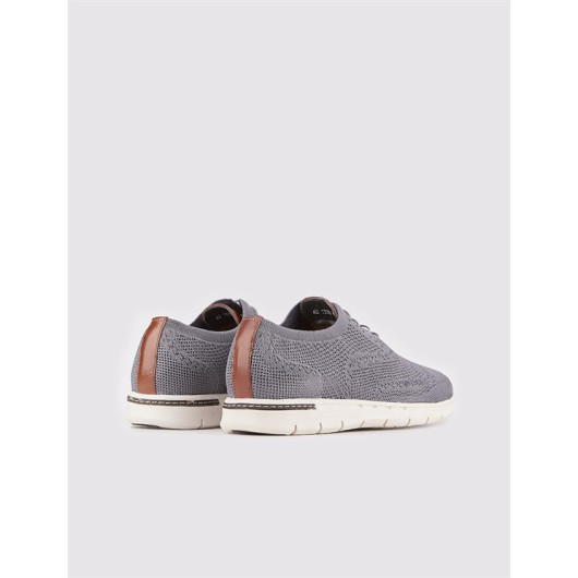 Knitwear Gray Lace-Up Casual Men's Shoes