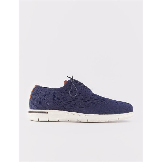 Knitwear Navy Blue Lace-Up Men's Classic Casual Shoes