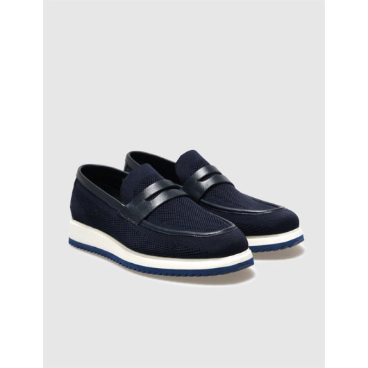 Knitwear Navy Blue Men's Casual Shoes