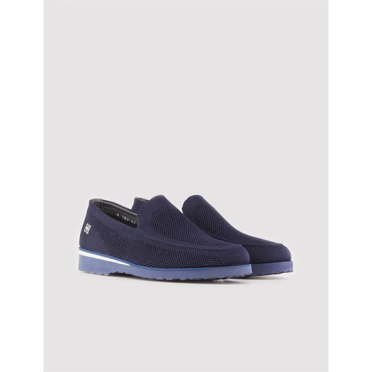 Knitwear Navy Blue Special Design Men's Casual Shoes