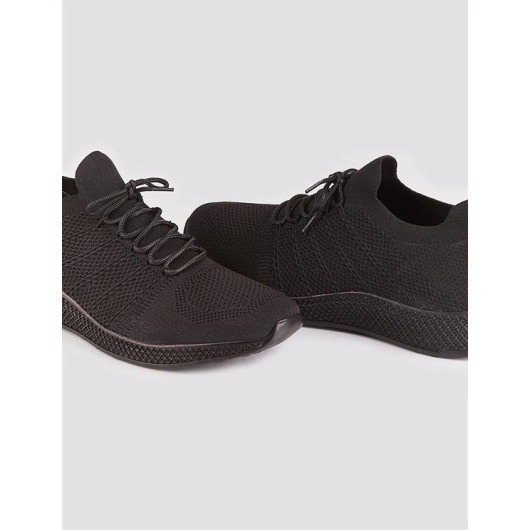 Knitwear Knitted Black Lace-Up Men's Sneakers