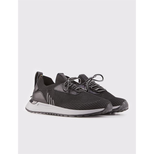 Knitwear Knitted Black Lace-Up Casual Men's Sneakers