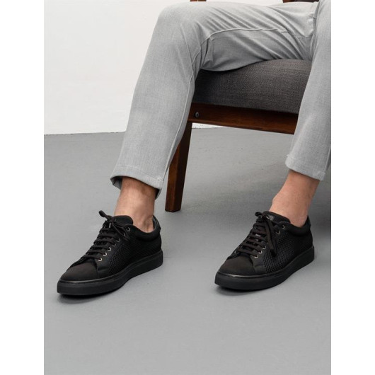 Knitwear Black Lace-Up Men's Sneakers
