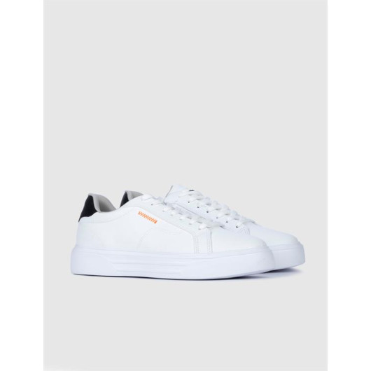 Vegan Leather Wildbull White Lace-Up Men's Sneakers