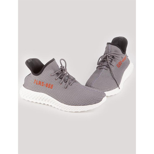 Text Patterned Knitted Knitwear Smoked Laced Men's Sports Shoes