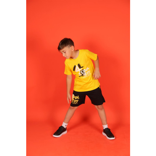 03-08 Years Old Boy Yellow-Black Shorts Suit
