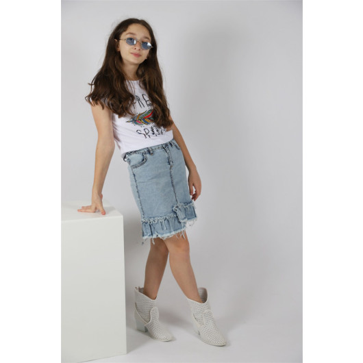 04-12 Years Girl Child Free Dreamcatcher Jeans Skirt Set