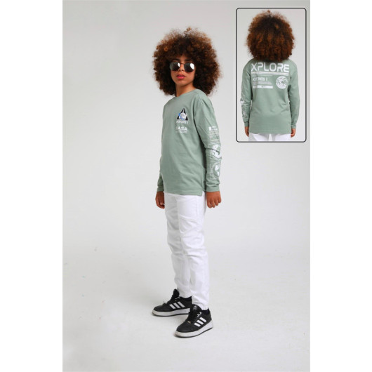 04-14 Years Old Boy Mint Green Color Nasa Sweat