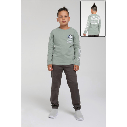 04-14 Years Old Boy Mint Green Color Nasa Sweat