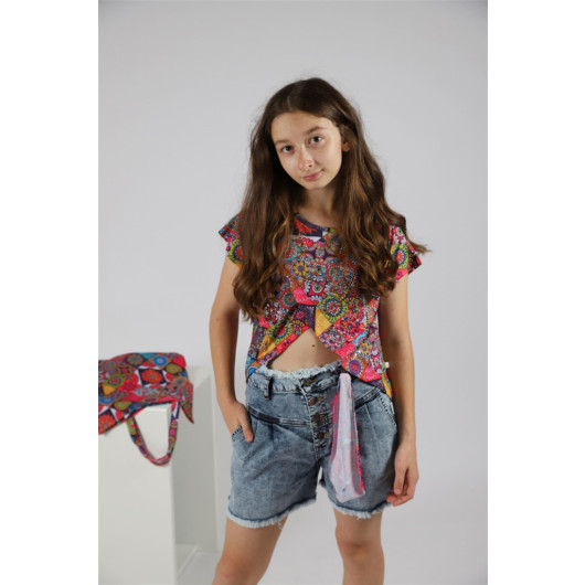 04-14 Years Old Girl Ethnic Shorts Set