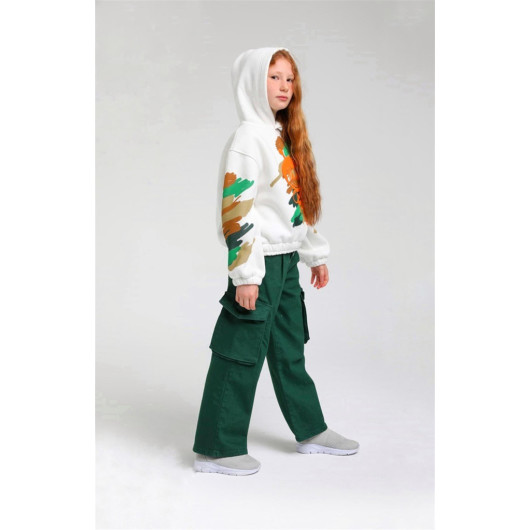 04-14 Years Old Girl Petrol Green Color Trousers