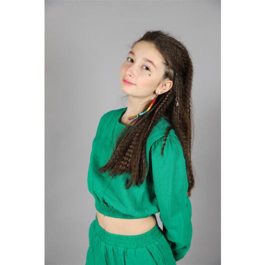 04-14 Age Girl Green Waisted Suit