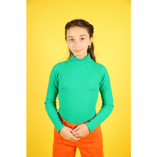 05-14 Years Old Camisole Turtleneck Girl Green Sweat