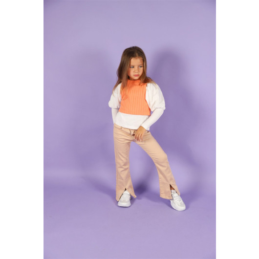 05-14 Years Girl Child Flared Trousers Shirt Sweater Suit