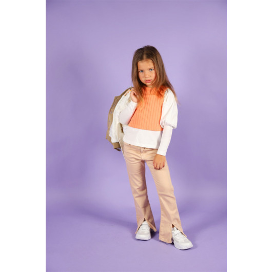 05-14 Years Girl Child Flared Trousers Shirt Sweater Suit