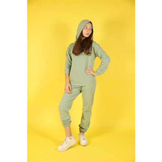 05-14 Age Girl Mint Green Hooded Tracksuit Set