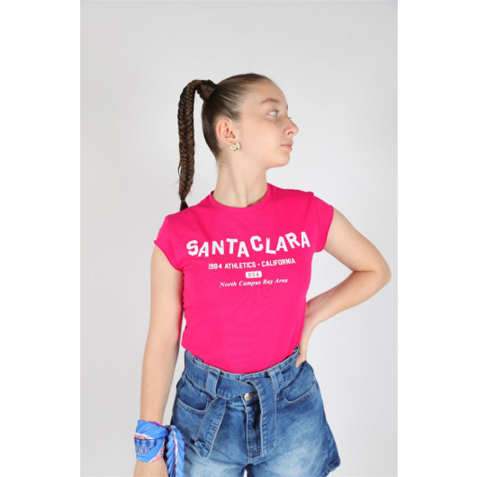 05-14 Years Old Girl Santaclara Pink T-Shirt