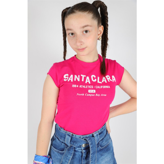 05-14 Years Old Girl Santaclara Pink T-Shirt