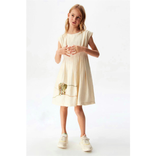 08-14 Years Old Girl's Wooden Gilet Dress