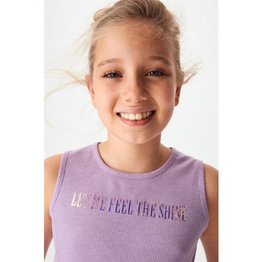 08-14 Years Old Girl Lilac Camisole Suspended T-Shirt