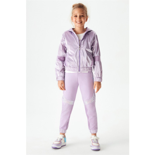 08-14 Years Girl Lilac Shiny Raincoat