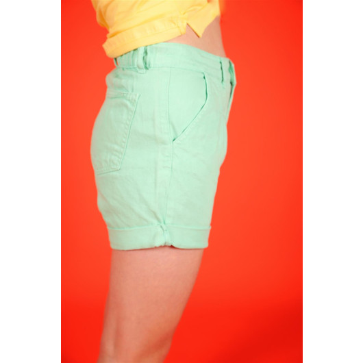 08-14 Years Old Girl Pleated Mint Green Shorts