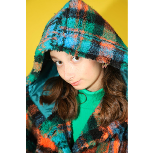 08-14 Years Old Girls Colorful Plush Coat