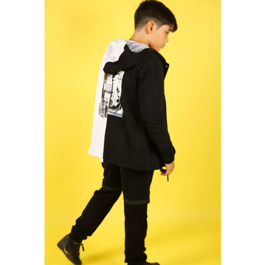 Boy's Jacket In Black-White Color 09-14 Years