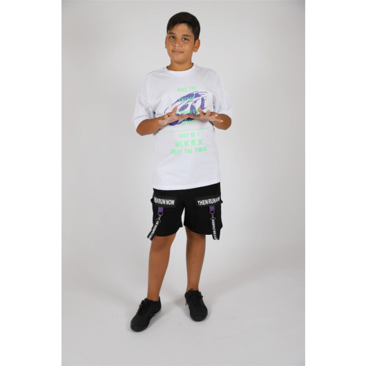 09-14 Age Boys Black And White Shorts Set
