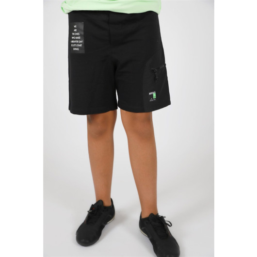 09-14 Age Boy Black-Green Casual Shorts