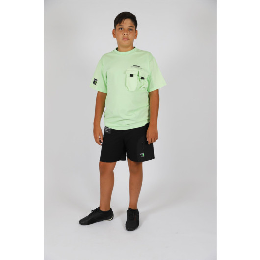 09-14 Age Boy Black-Green Casual Shorts