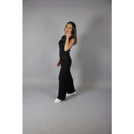 09-14 Ages Black Evening Dress Trousers Blouse Set