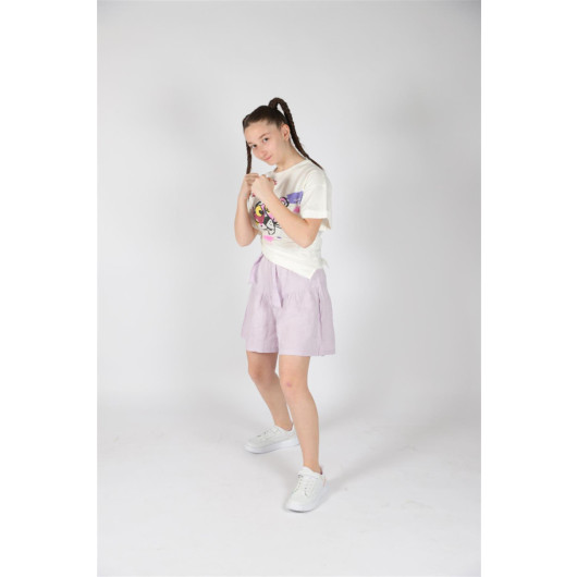 10-14 Years Old Girl Lilac Shorts