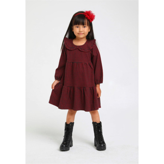 12 Months - 05 Years Old Baby Girl Red Color Plaid Dress