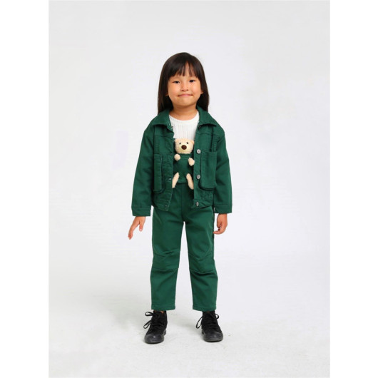 12 Months - 05 Years Unisex Petrol Green Color Teddy Bear Slippers