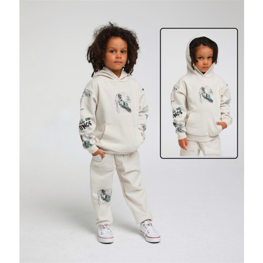 12 Months - 5 Years Old Baby Boy Black-Green Dinosaur Tracksuit Set