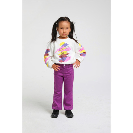 12 Months-5 Years Baby Girl Purple Color Trousers