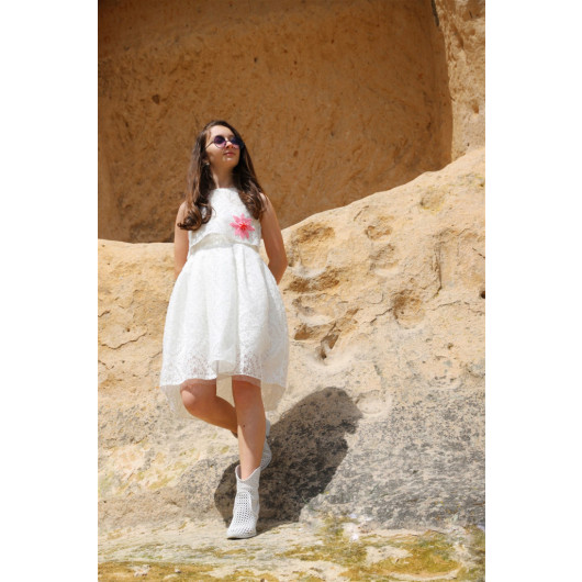 2-14 Years Old Girl White Evening Dress