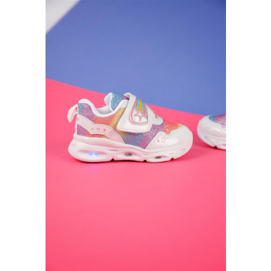 Number 22 - 30 Vicco Kita Girls' White Lighted Sneakers