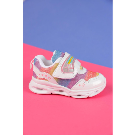 Number 22 - 30 Vicco Kita Girls' White Lighted Sneakers