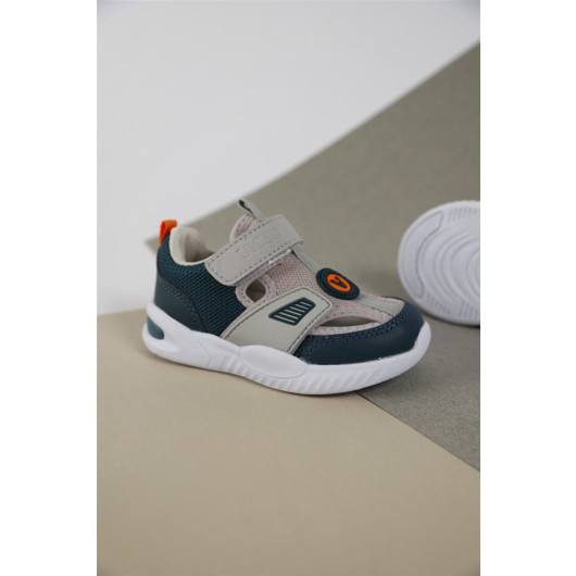 Number 22-30 Vicco Luca Crest Boys Gray Sport Shoes