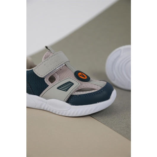 Number 22-30 Vicco Luca Crest Boys Gray Sport Shoes