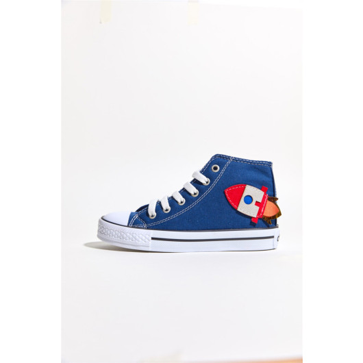 حذاء للأولاد لون أزرق بمقاسات بين 22 - 35